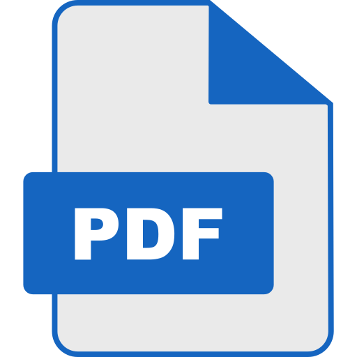Icon of a PDF document with a blue label showing 'PDF' on it.