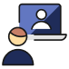 Person with a computer on a video call